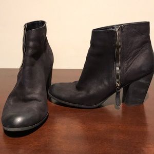 Black zip up heeled booties